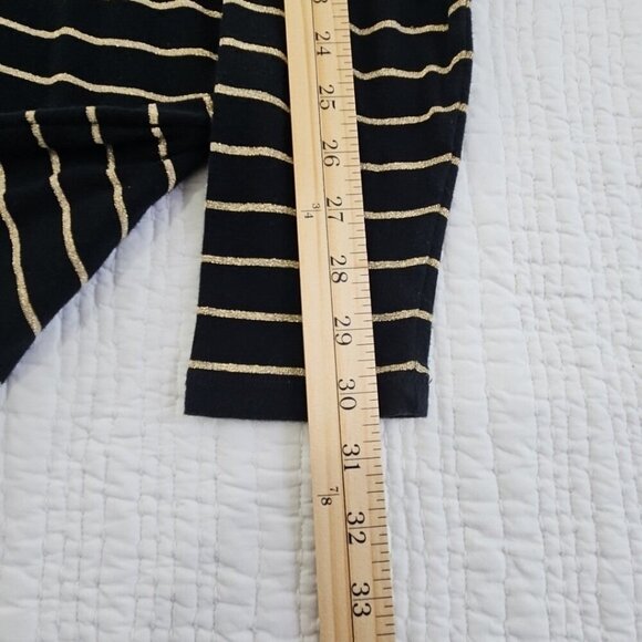 Lauren Ralph Lauren Green Label Top Size 1X Black & Gold Metallic Striped - Picture 13 of 14